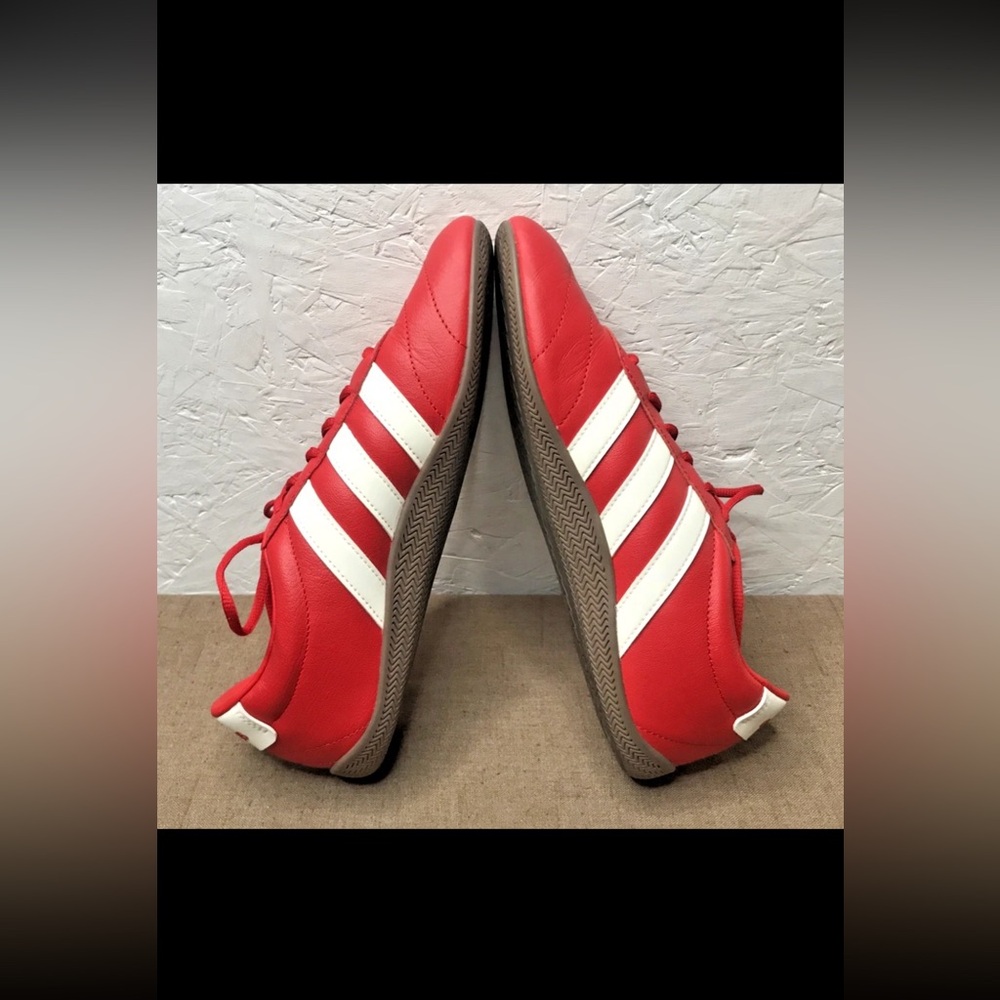 Excellent Adidas Grand Court Lo Women's 8.5 Sneakers Red Leather & White Stripes - Picture 7 of 12